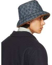 Gucci Blue Canvas Gg Bucket Hat