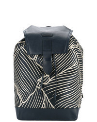 Navy Print Canvas Backpack