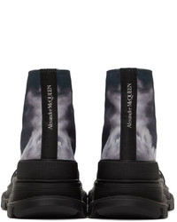 Alexander McQueen Black Sky Print Tread Slick Sneakers
