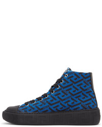Versace Blue Greca High Top Sneakers