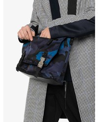 Valentino Blue Camo Print Stud Detail Messenger Bag
