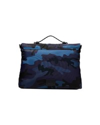 Valentino Blue Camo Print Stud Detail Messenger Bag