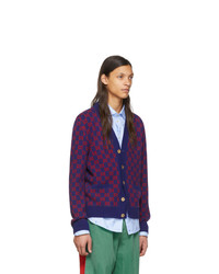 Gucci Blue And Red Gg Cardigan