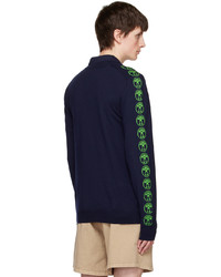 Moschino Navy Double Question Mark Cardigan