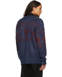 South2 West8 Navy Red Nordic Cardigan