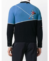 Thom Browne V Neck Tennis Player Embroidered Cardigan