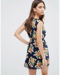 Madam Rage Wrap Front Dress In Floral Print