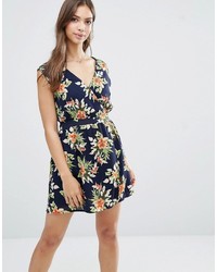 Madam Rage Wrap Front Dress In Floral Print