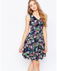 Poppy Lux Saran Fit And Flare Dress In Tropical Floral Print