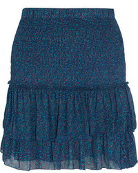Etoile Isabel Marant Isabel Marant Toile Julia Shirred Printed Chiffon Mini Skirt Blue
