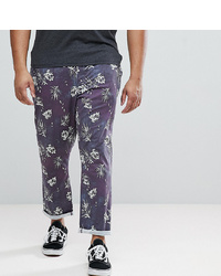 ASOS DESIGN Asos Plus Slim Cropped Trousers In Vintage Washed Out Leaf Print