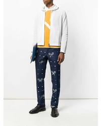 Thom Browne Unconstructed Chino In Washed Denim With Distressed Tennis Half Drop Embroidery