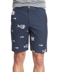 Navy Print Cotton Shorts