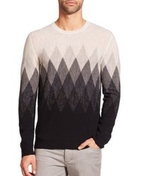 Vince Argyle Print Wool Linen Sweater