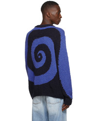 The Elder Statesman Black Blue Swirled Sweater