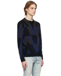 Valentino Black Navy Optical Sweater
