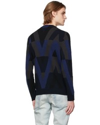 Valentino Black Navy Optical Sweater