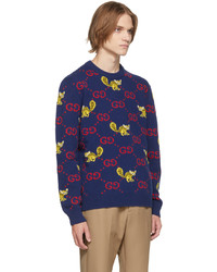 Gucci Blue Freya Hartas Edition Gg Animal Sweater