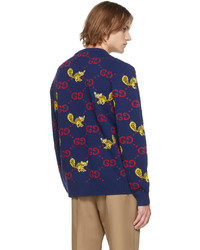Gucci Blue Freya Hartas Edition Gg Animal Sweater