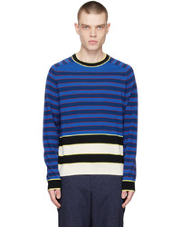 Ps By Paul Smith Blue Intarsia Sweater