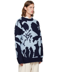 Dries Van Noten Blue Navy Jacquard Sweater