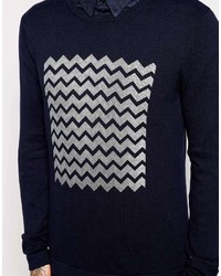 Asos Brand Knitted Sweater With Wave Print