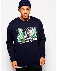 Asos Brand Oversized Holidays Sweatshirt In Jersey