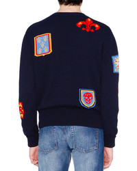 Alexander McQueen Crest Intarsia Sweater Navy