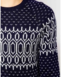 Esprit Crew Neck Wool Mix Printed Sweater