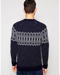 Esprit Crew Neck Wool Mix Printed Sweater