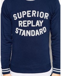 Replay Crew Sweatshirt Terry Towling Logo