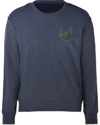 McQ by Alexander McQueen Deep Navy Heather Logo Print Cotton Blend Sweatshirt
