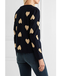 Chinti and Parker Intarsia Wool And Cashmere Blend Sweater Midnight Blue