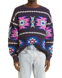 Isabel Marant Maldeny Geo Pattern Oversize Sweater In Faded Night At Nordstrom