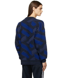 Versace Navy Jacquard La Greca Sweater