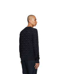Dolce and Gabbana Navy Silk Jacquard Sweater