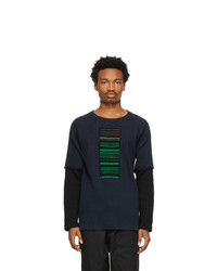 Jil Sander Navy Striped Patch Sweater