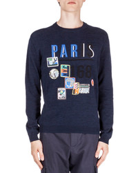 Kenzo Paris Symbol Print Crewneck Sweater Navy