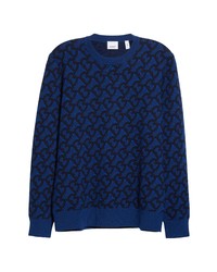Burberry Rawlinson Tb Monogram Jacquard Merino Wool Sweater