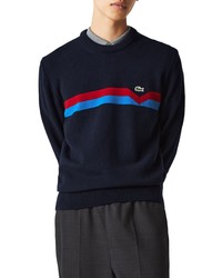 Lacoste Stripe Crewneck Wool Sweater