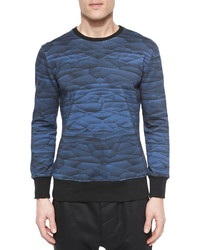Helmut Lang Wave Graphic Knit Sweatshirt Navy