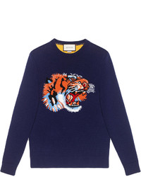 Gucci Wool Sweater With Tiger Intarsia