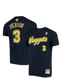 Mitchell & Ness Allen Iverson Navy Denver Nuggets Hardwood Classics Stitch Name Number T Shirt At Nordstrom