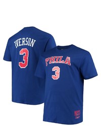 Mitchell & Ness Allen Iverson Royal Philadelphia 76ers 3 Big Tall Hardwood Classics Name Number T Shirt