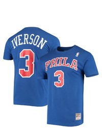Mitchell & Ness Allen Iverson Royal Philadelphia 76ers Hardwood Classics Name Number Player T Shirt At Nordstrom