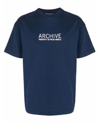 Palm Angels Archive Logo Print Round Neck T Shirt