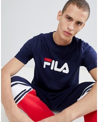Fila Black Line T Shirt With Large Logo In Navy