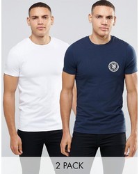 Asos Brand Muscle T Shirt 2 Pack With Mixed Print And Plain Save 15%