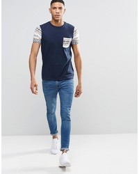 Asos Brand Muscle T Shirt 2 Pack With Plain And Printed Pocketsleeve Save 15%