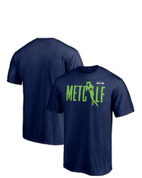 FANATICS Branded College Navy Seattle Seahawks Checkdown Player Graphic Name Number T Shirt